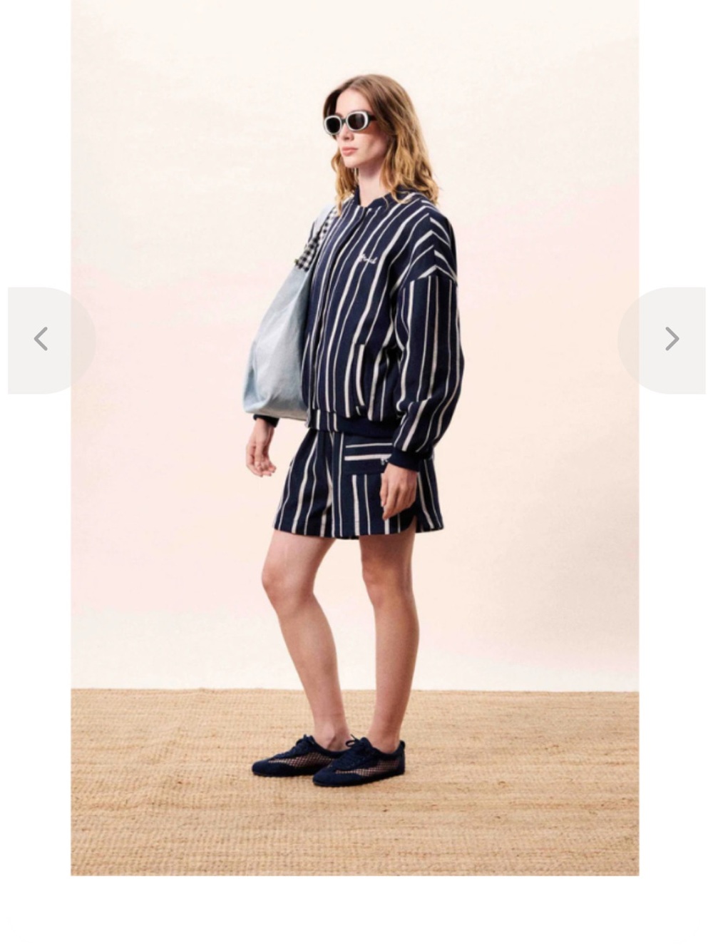 FRNCH Navy striped shorts